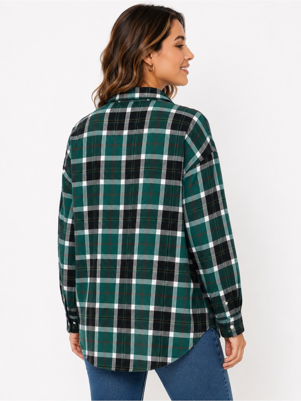 Women’s Green Plaid Boyfriend Flannel Button-Down Shirt – Size Small - Picture 3 of 14